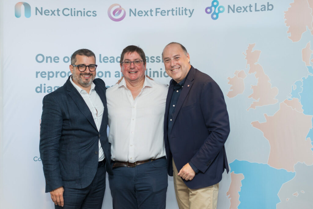 Adriano Carbone, CEO de Next Fertility del Sur de Europa, Andrew Came CEO de Next Fertility y Luis Quintero, Director médico de la clínica Next Fertility Valencia